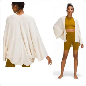 LULULEMON Cashlu White Opal Woven Knit Wrap Open Cardigan Size XS/S