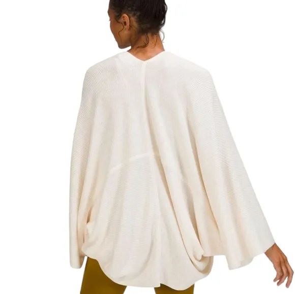 LULULEMON Cashlu White Opal Woven Knit Wrap Open Cardigan Size XS/S