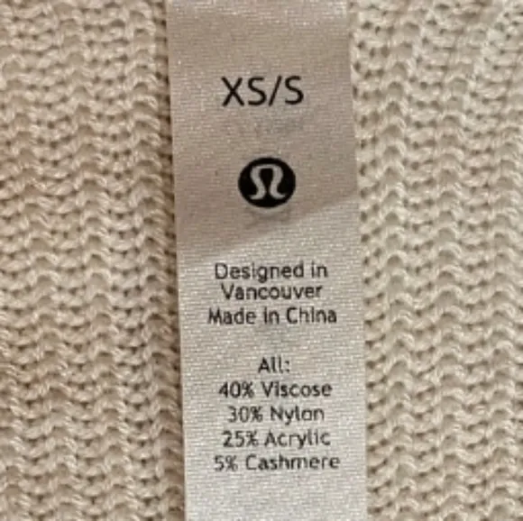 LULULEMON Cashlu White Opal Woven Knit Wrap Open Cardigan Size XS/S
