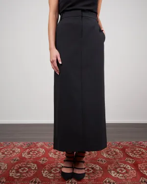 luxe plainweave maxi trouser skirt - black