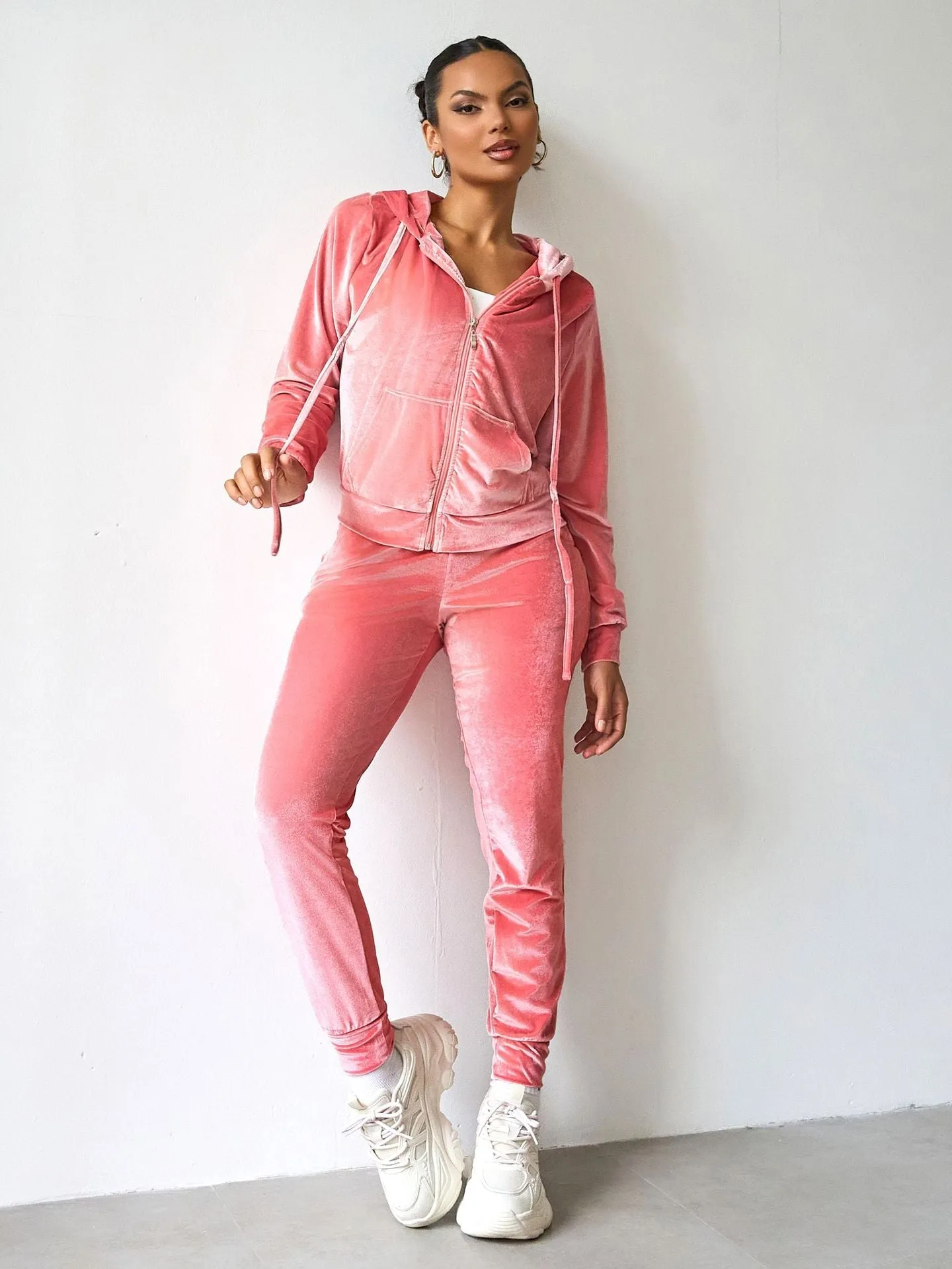 Luxurious Velvet Hooded Tracksuit for Stylish Comfort and Ease