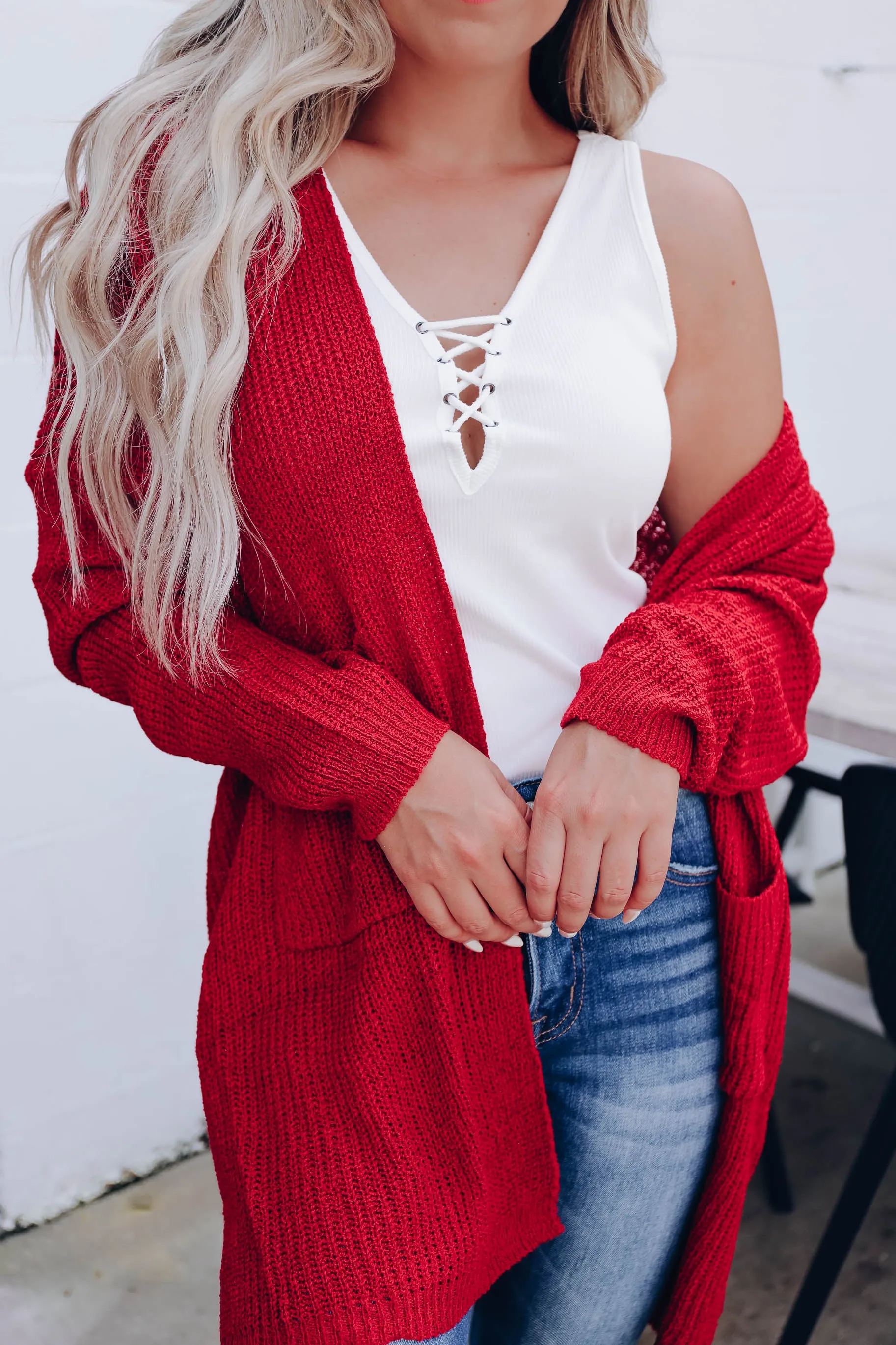 Maria Knit Open Front Cardigan - Burgundy