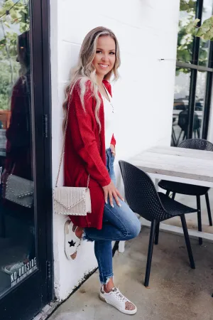 Maria Knit Open Front Cardigan - Burgundy