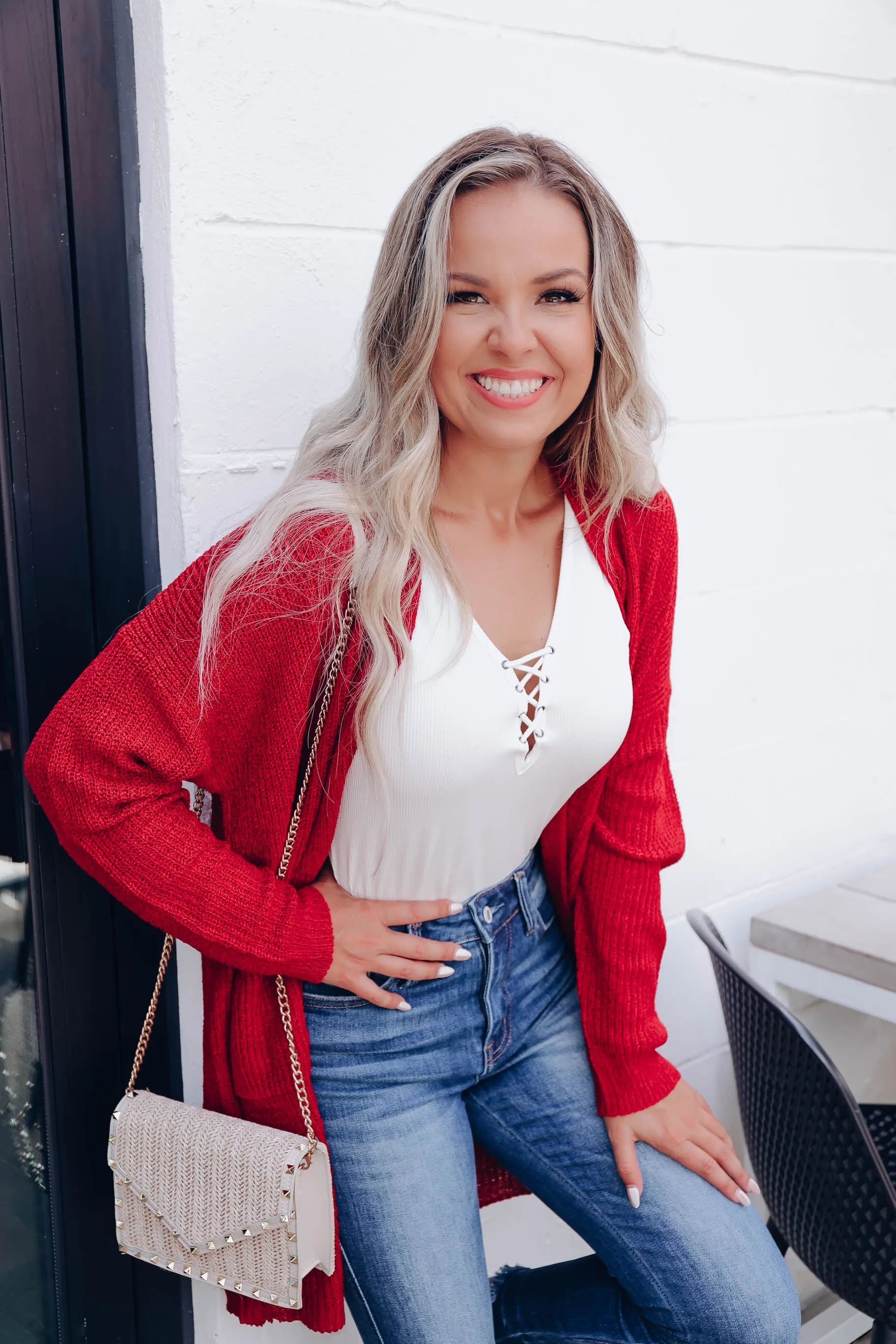 Maria Knit Open Front Cardigan - Burgundy