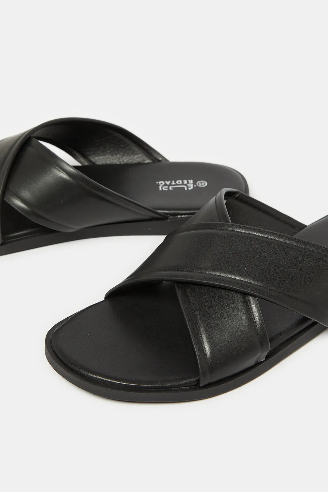 Men Black Plain Sandals