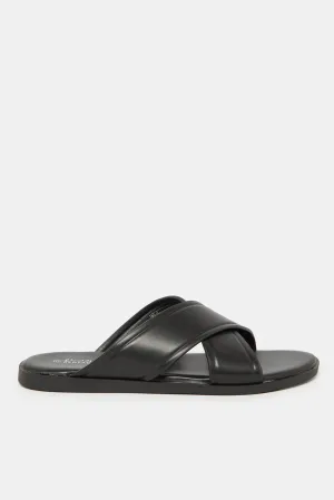 Men Black Plain Sandals