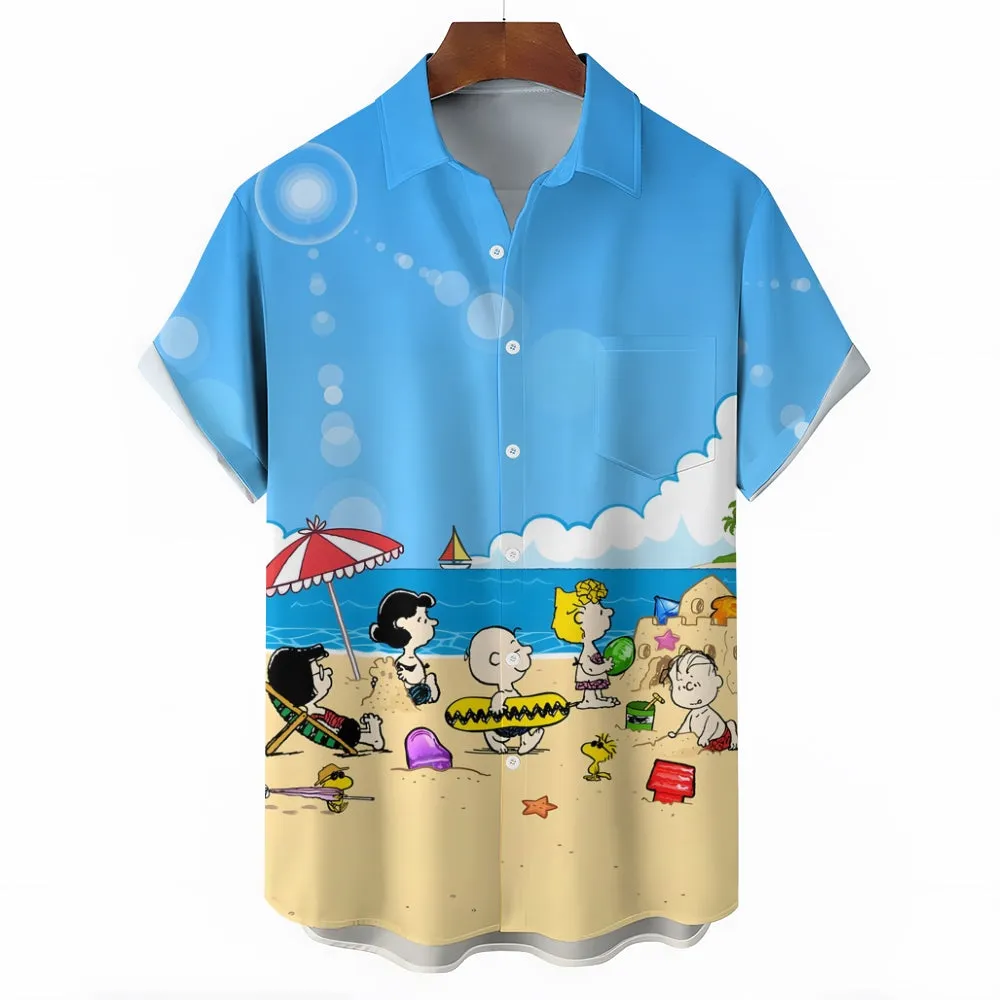 Men's Cartoon Character Hawaiian Casual Short Sleeve Shirt 2311000339