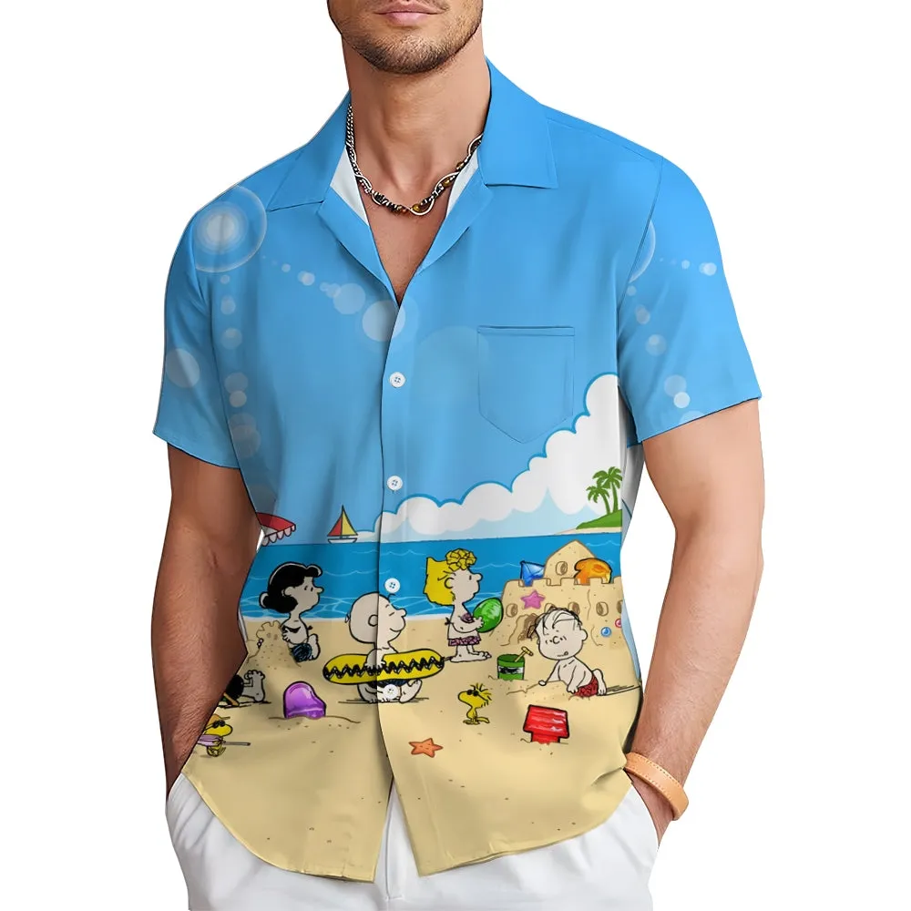 Men's Cartoon Character Hawaiian Casual Short Sleeve Shirt 2311000339