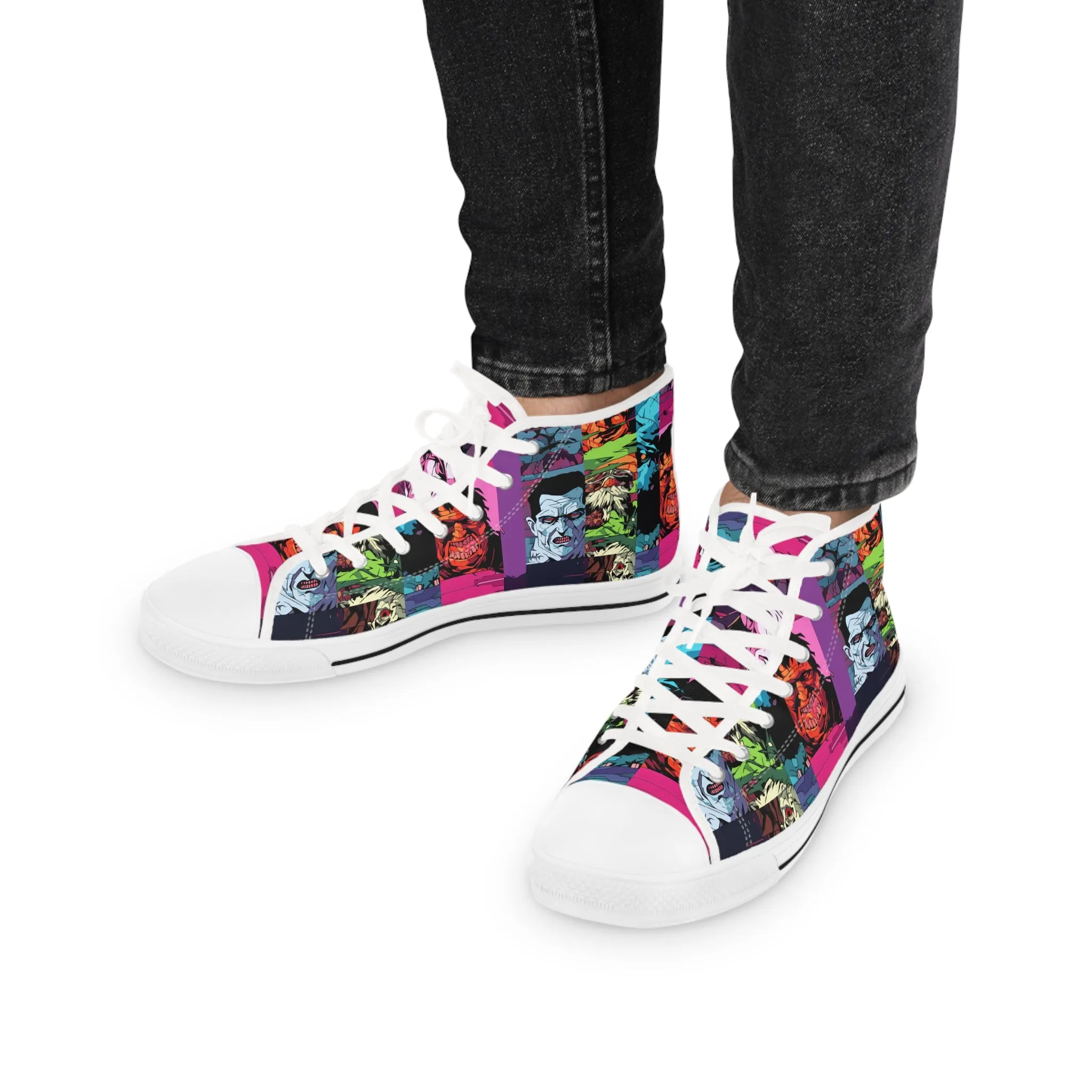 Men's High Top Sneakers - Spooky Monsters Anime Beta
