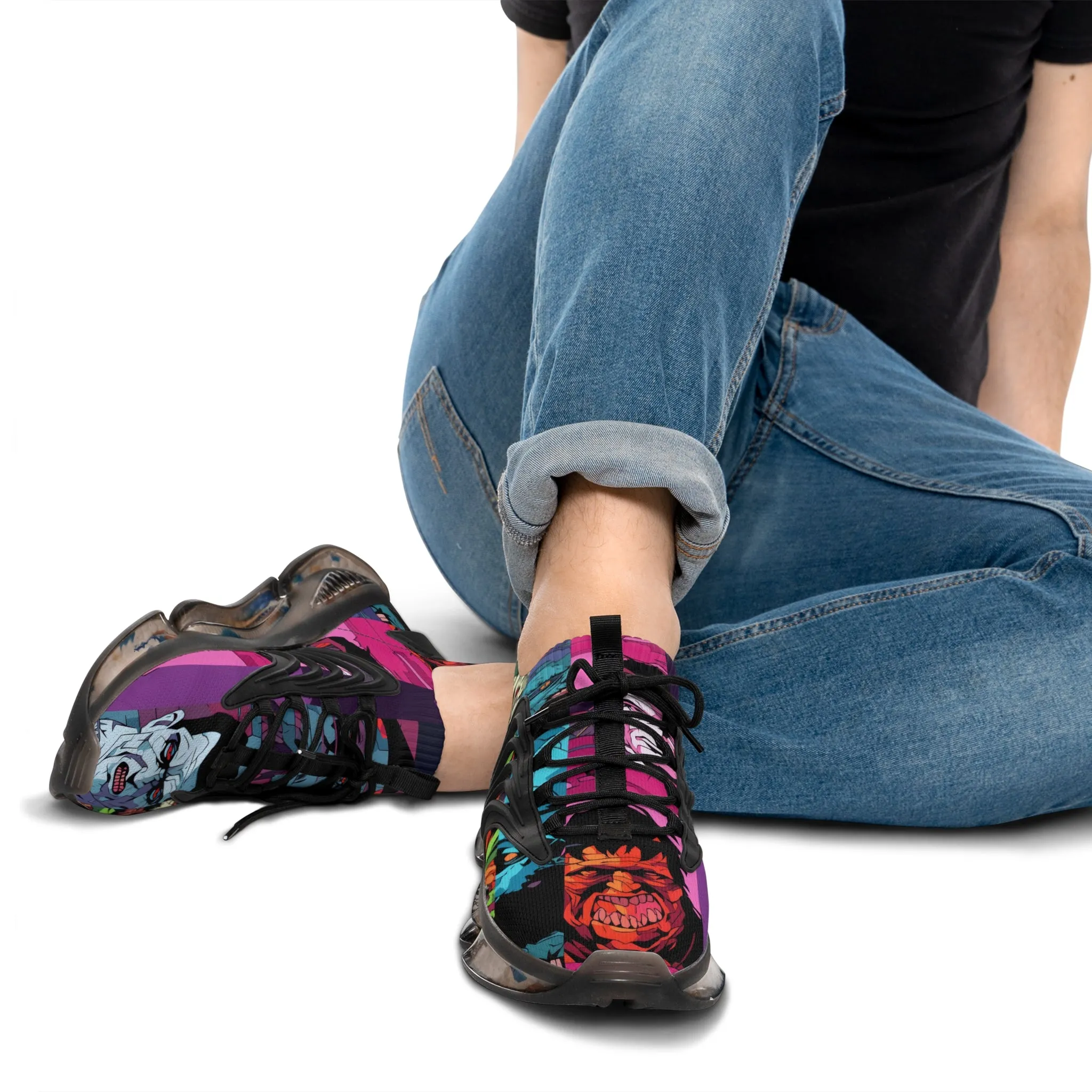 Men's Mesh Sneakers - Spooky Monsters Anime Beta