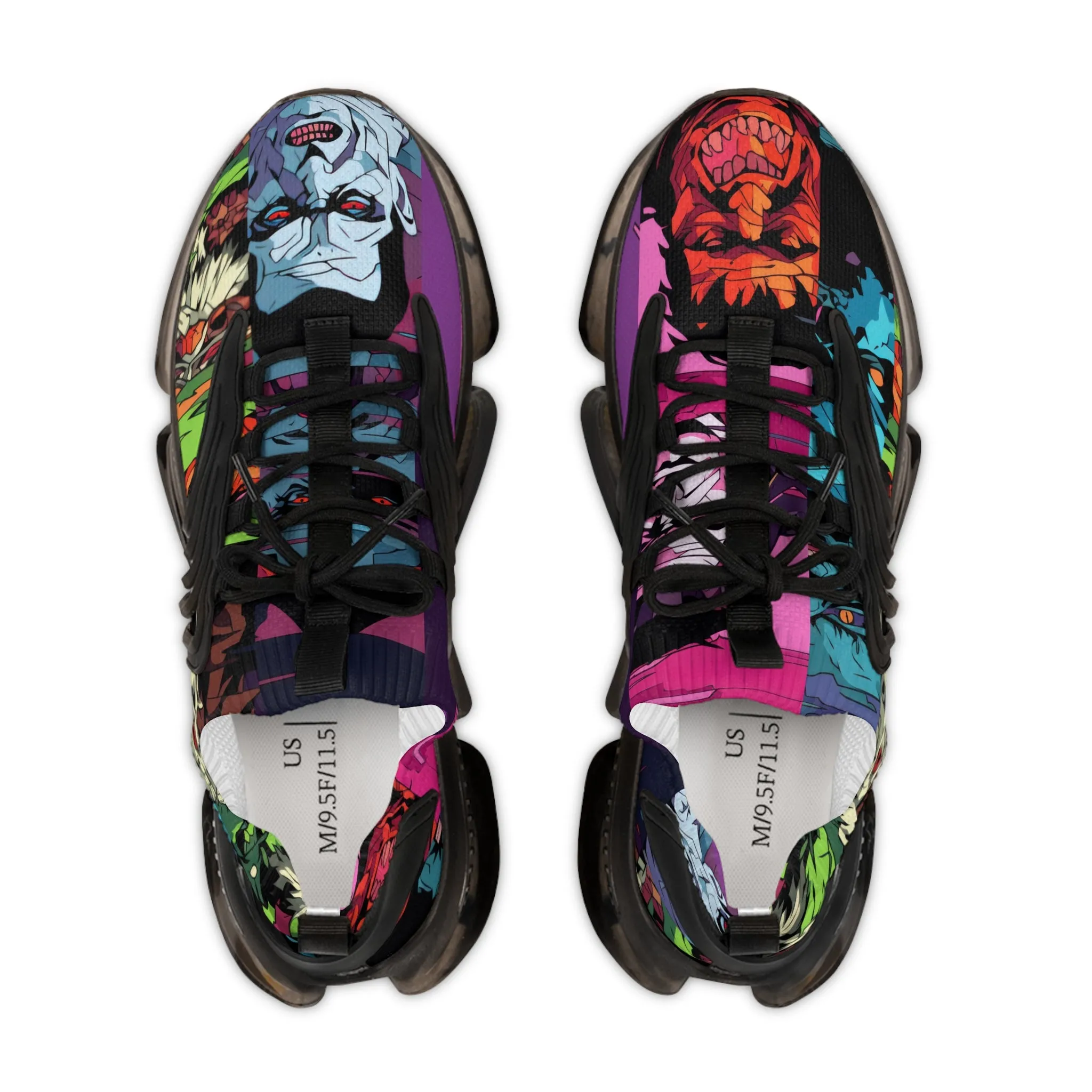 Men's Mesh Sneakers - Spooky Monsters Anime Beta