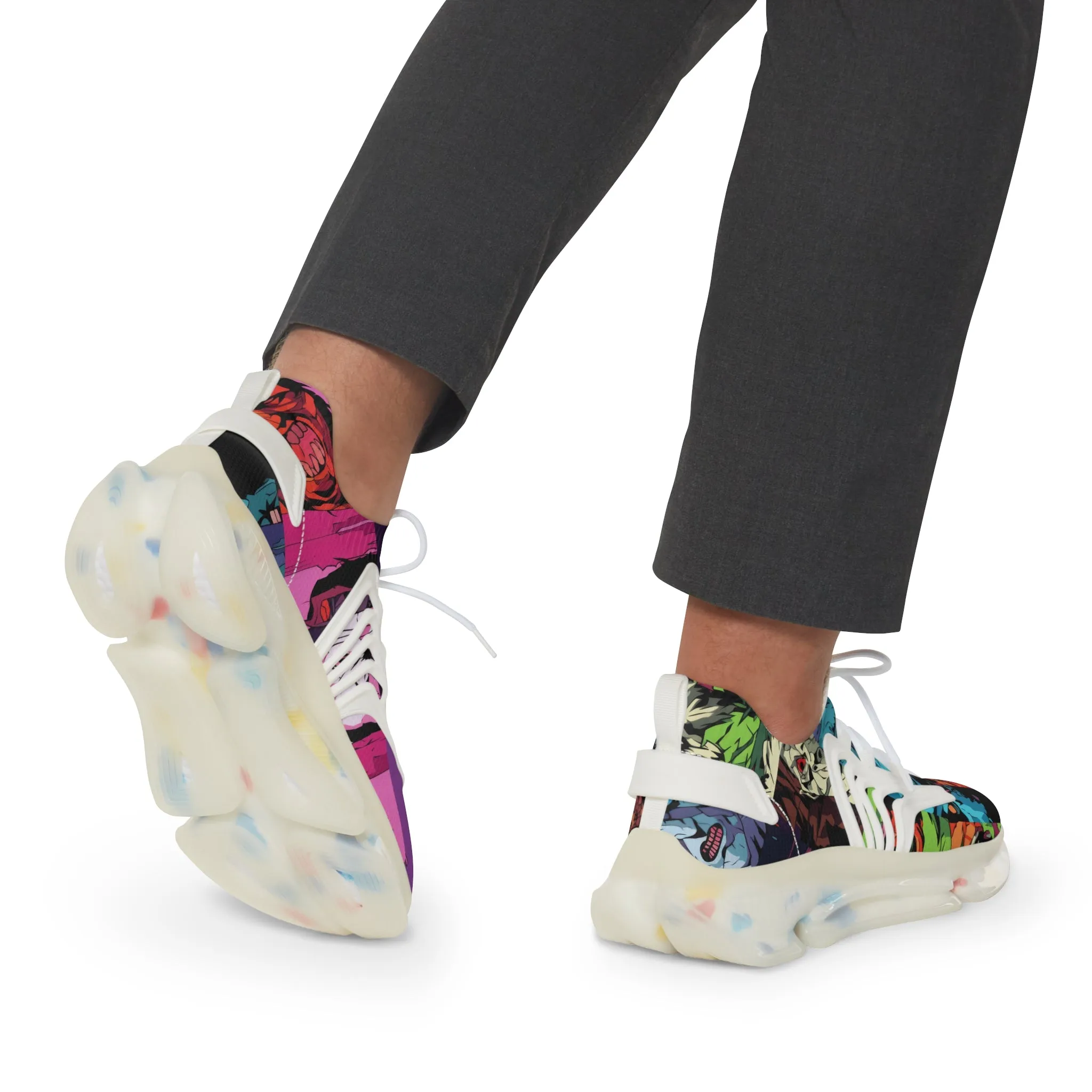 Men's Mesh Sneakers - Spooky Monsters Anime Beta