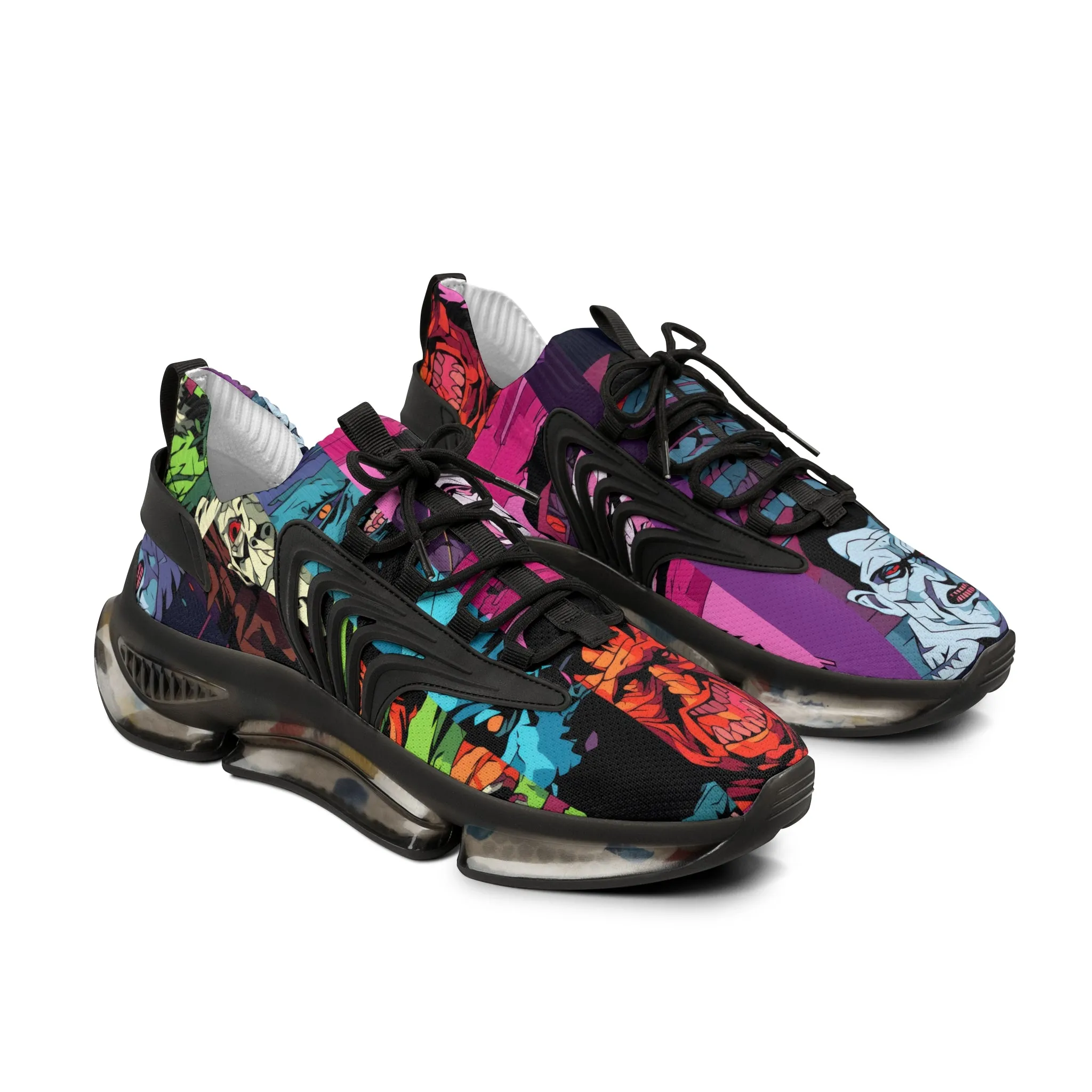 Men's Mesh Sneakers - Spooky Monsters Anime Beta