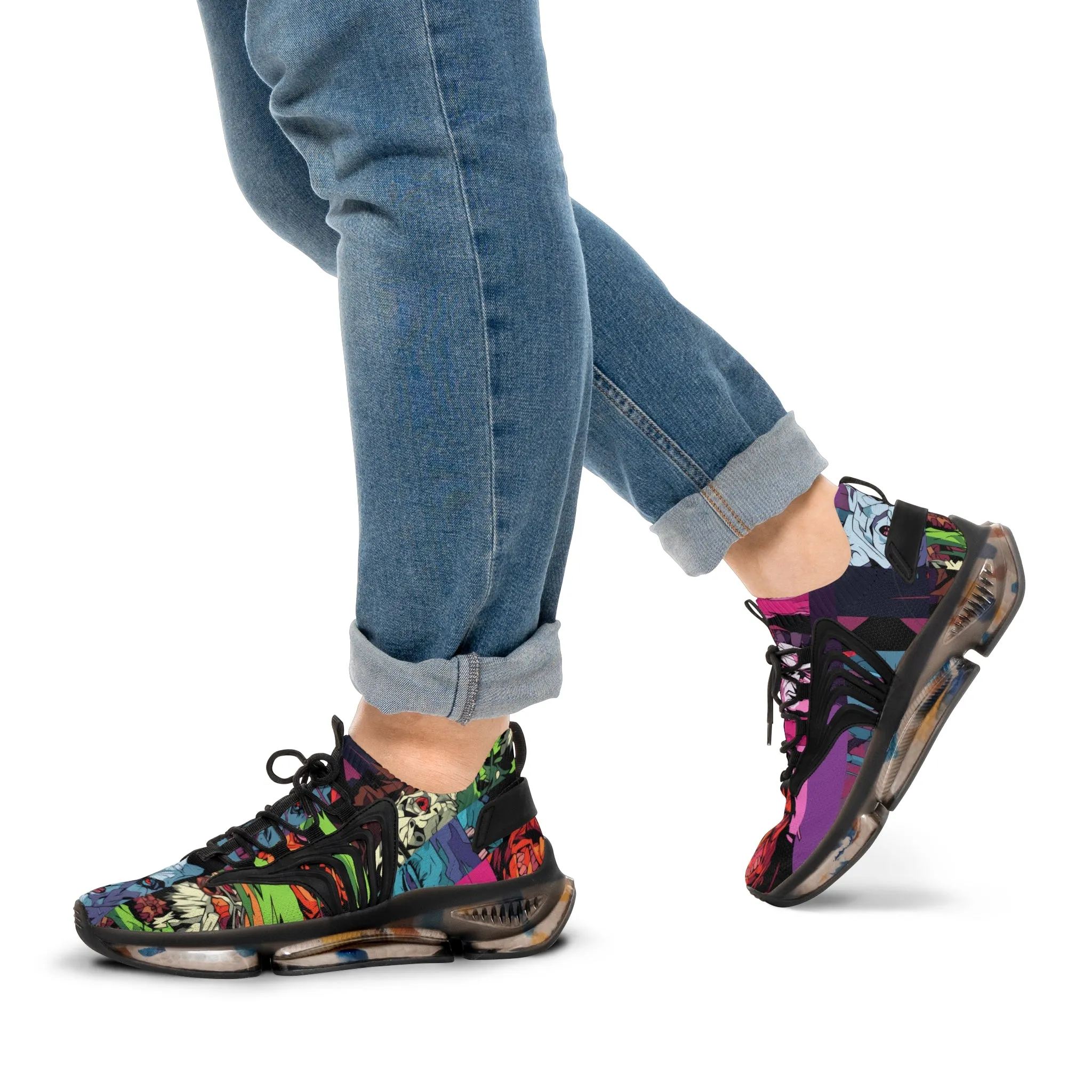 Men's Mesh Sneakers - Spooky Monsters Anime Beta