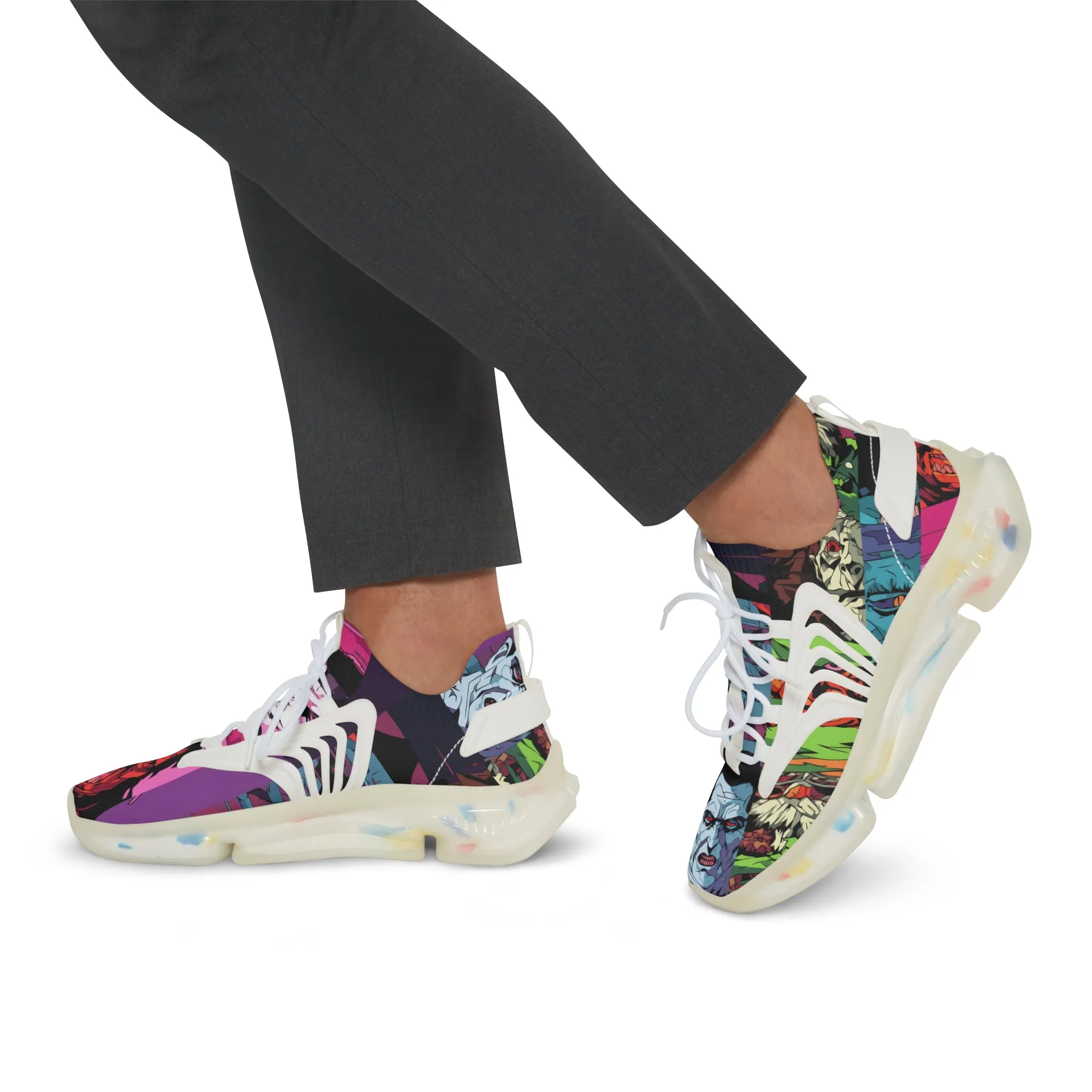 Men's Mesh Sneakers - Spooky Monsters Anime Beta