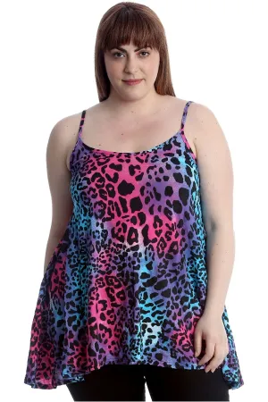 Multi Color Leopard Strappy Dress Vest Top