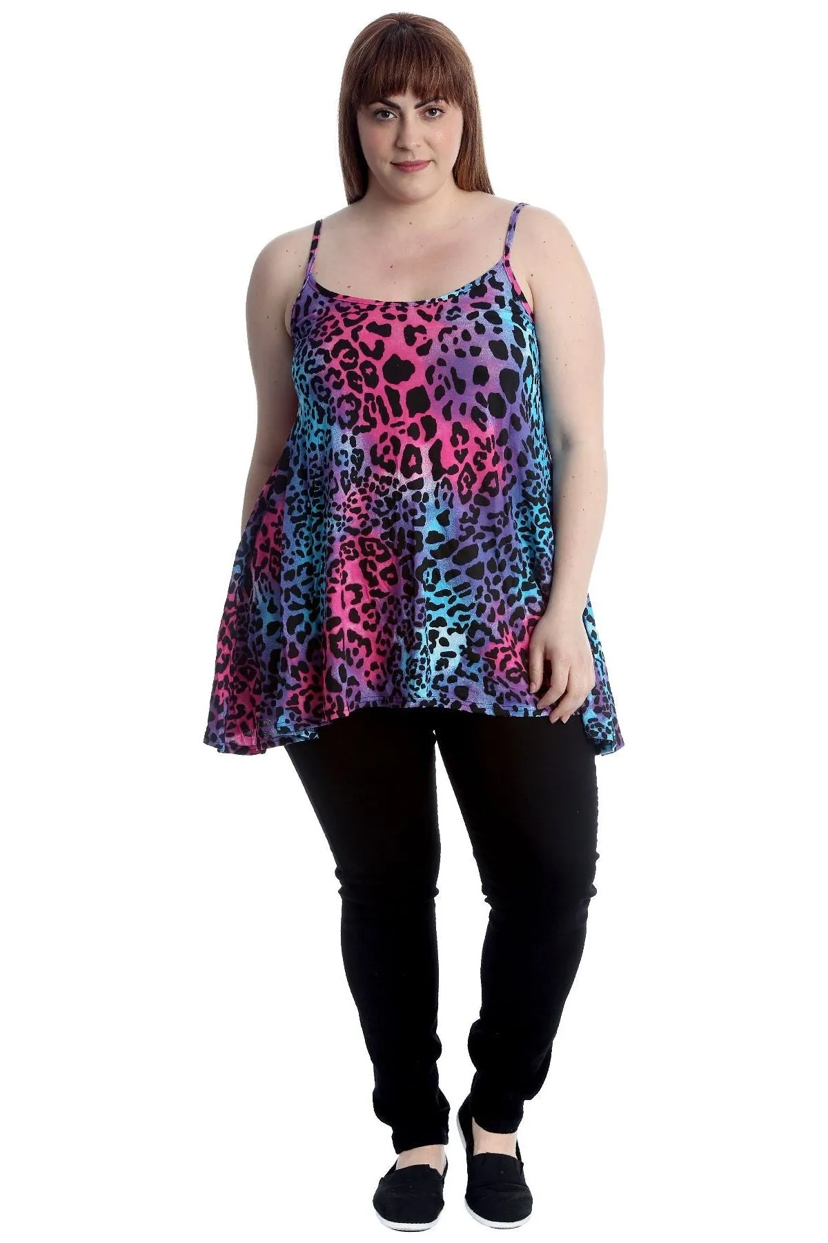 Multi Color Leopard Strappy Dress Vest Top