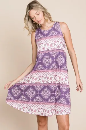 Multi-Print Sleeveless Dress