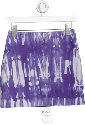 Nasty Gal Blue Real Suede Tie Dye Mini Pelmet Skirt UK 6