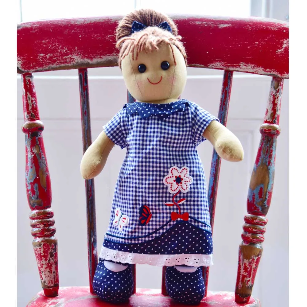 Navy Gingham 40cm Rag Doll