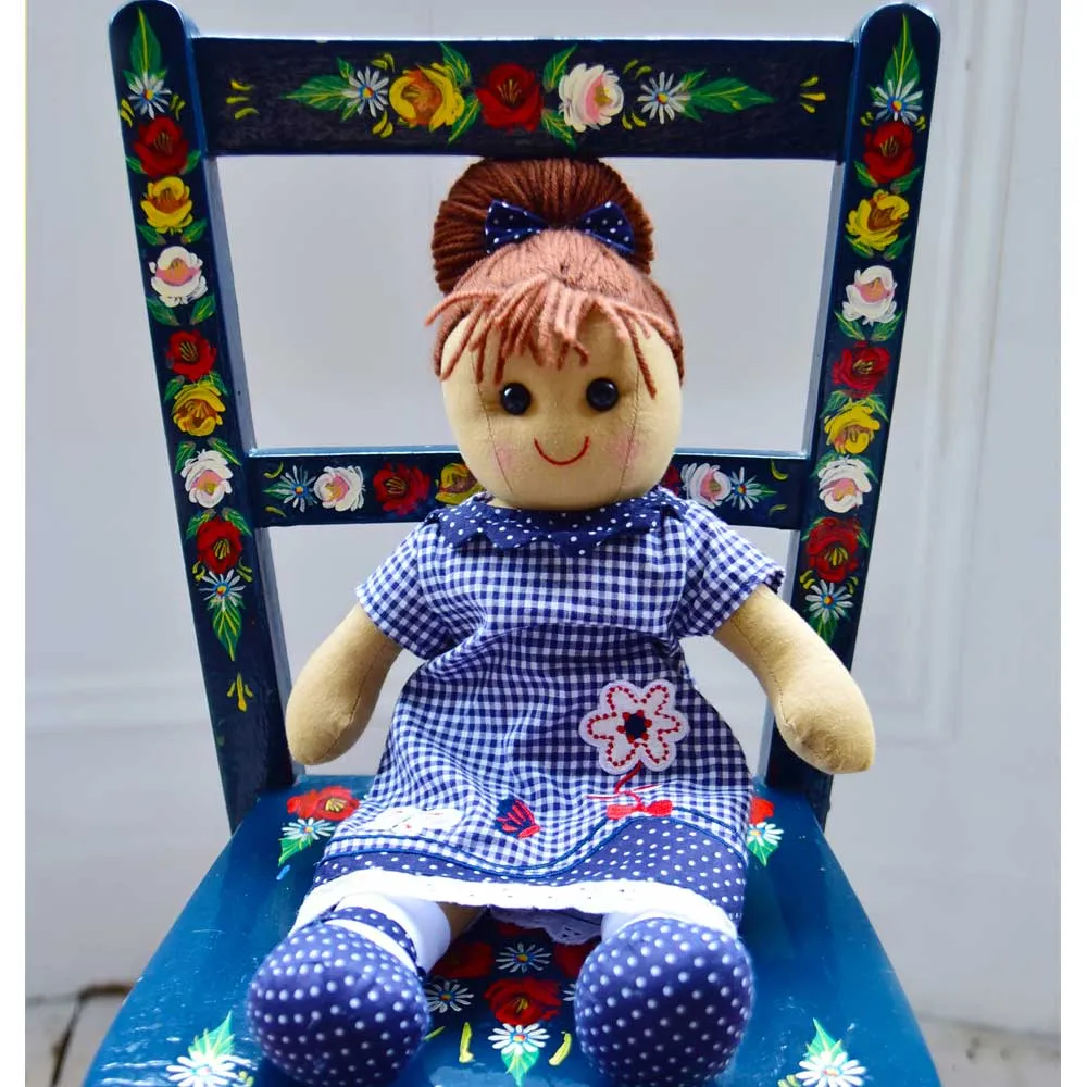 Navy Gingham 40cm Rag Doll