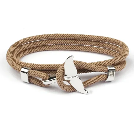NEW Citrus Reef Whale Tail Bracelet, White! The clever latch design utilizes the natural shape of a whale's tail, crafted from durable paracord rope Beige