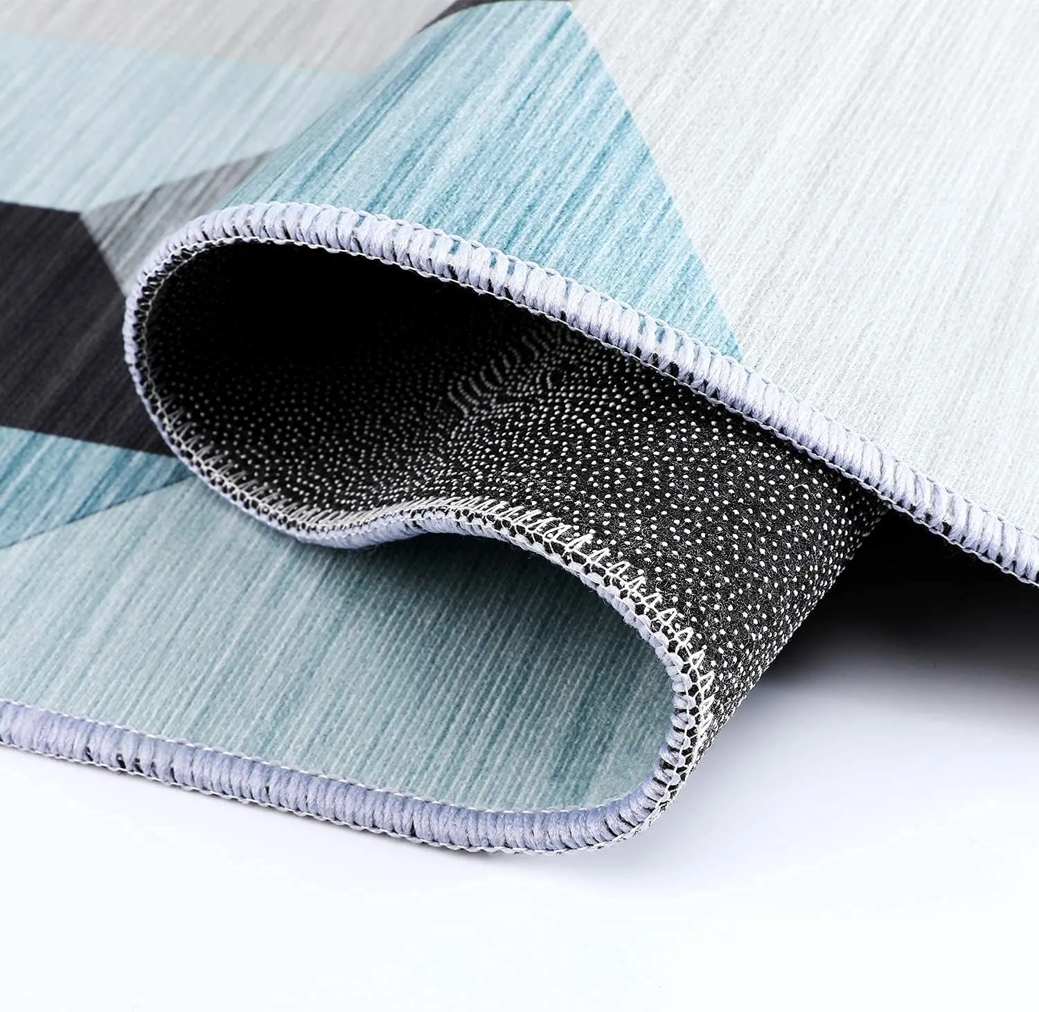 NEW HQCHOOSE Runner Rugs for Hallway Premium Soft Non Slip Area Rug Carpet 2' x 8' Washable Geometric Indoor Decor Mat with Safety Anti-Skid PVC Bottom for Living Room Bedroom Entryway Hallway, Teals/Greys