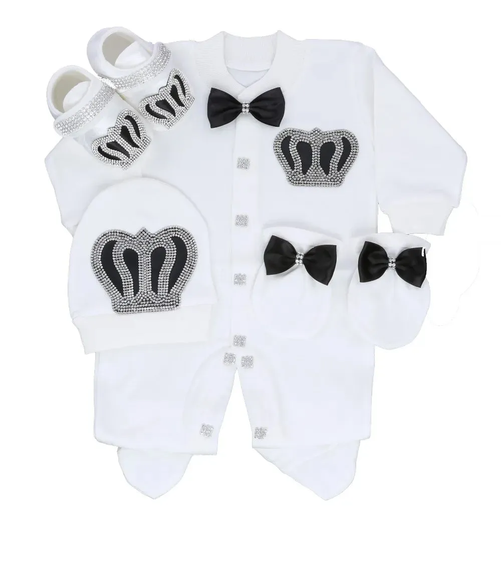 Newborn Baby Personalized Outfits 4 Pieces Welcome Home Hospital Crown Jewelry Romper Set