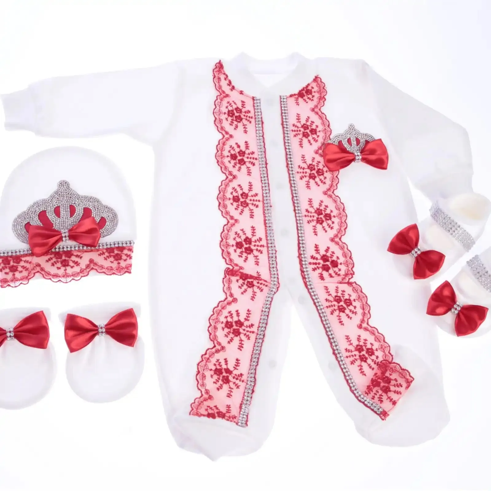 Newborn Baby Personalized Outfits 4 Pieces Welcome Home Hospital Crown Jewelry Romper Set