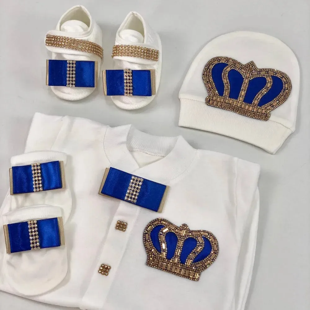 Newborn Baby Personalized Outfits 4 Pieces Welcome Home Hospital Crown Jewelry Romper Set