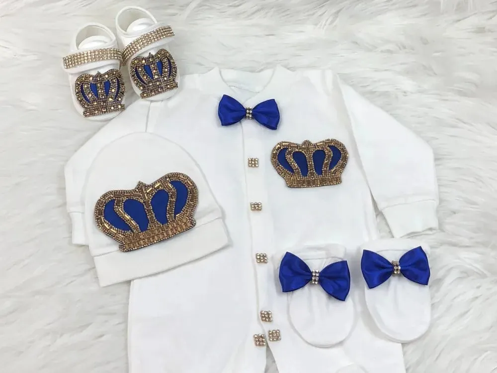 Newborn Baby Personalized Outfits 4 Pieces Welcome Home Hospital Crown Jewelry Romper Set