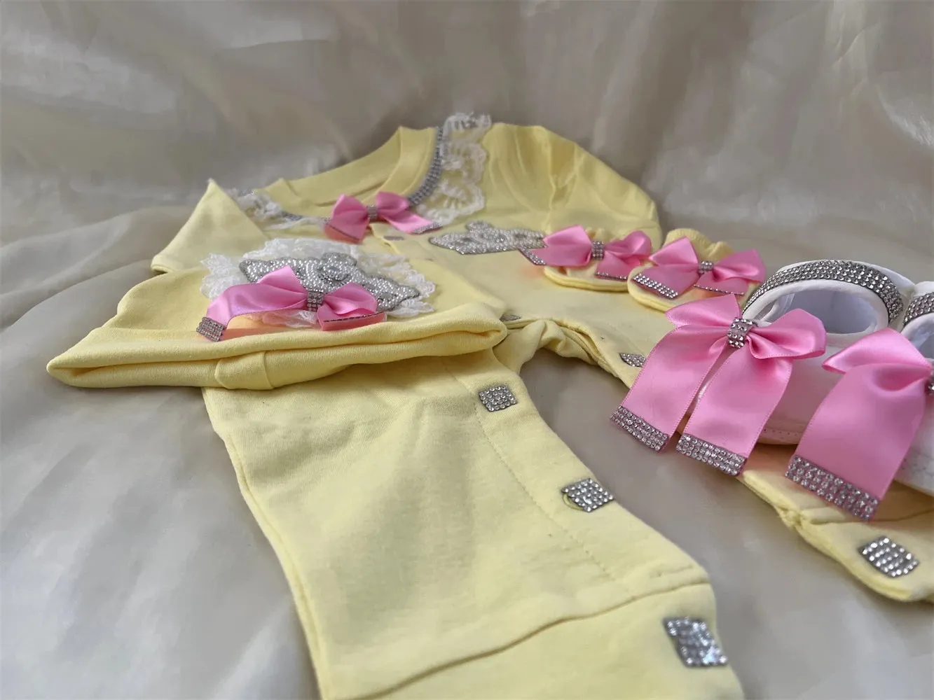 Newborn Baby Personalized Outfits 4 Pieces Welcome Home Hospital Crown Jewelry Romper Set