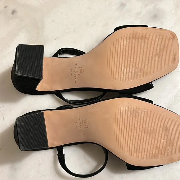 NIB Ann Taylor Two Strap Block Heel Sandal, Size 8 1/2