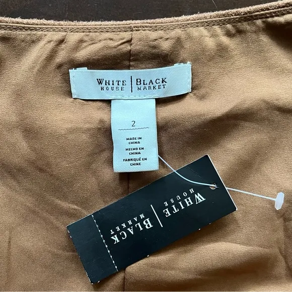 NWT White House Black Market Faux Suede Brown Skirt, Size 2