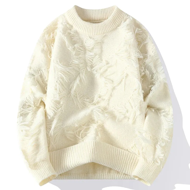 Obsidian Phoenix Luxury Hole Ripped Sweater - High-End Keep Warm Men’s Casual Jumper in Korean Fashion