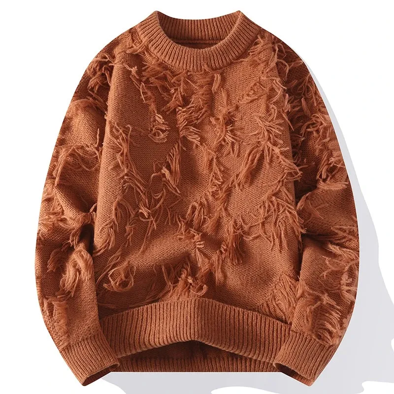 Obsidian Phoenix Luxury Hole Ripped Sweater - High-End Keep Warm Men’s Casual Jumper in Korean Fashion