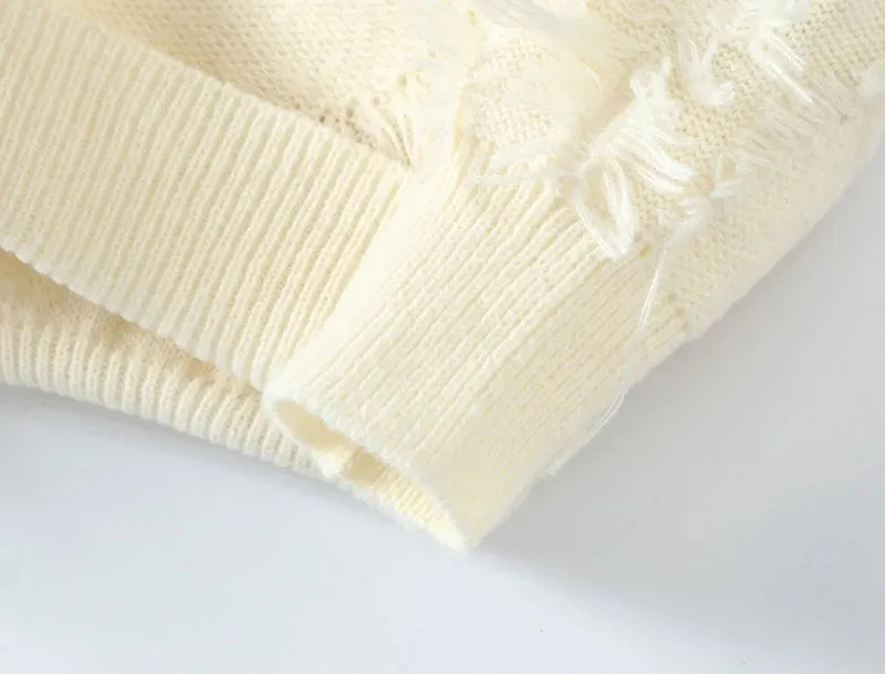 Obsidian Phoenix Luxury Hole Ripped Sweater - High-End Keep Warm Men’s Casual Jumper in Korean Fashion