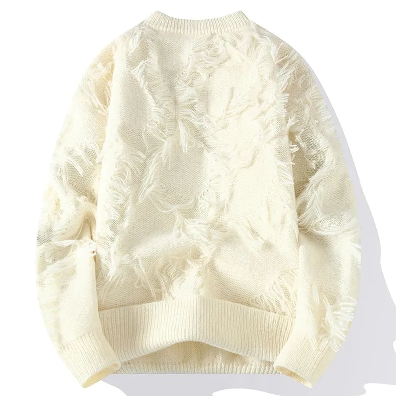 Obsidian Phoenix Luxury Hole Ripped Sweater - High-End Keep Warm Men’s Casual Jumper in Korean Fashion