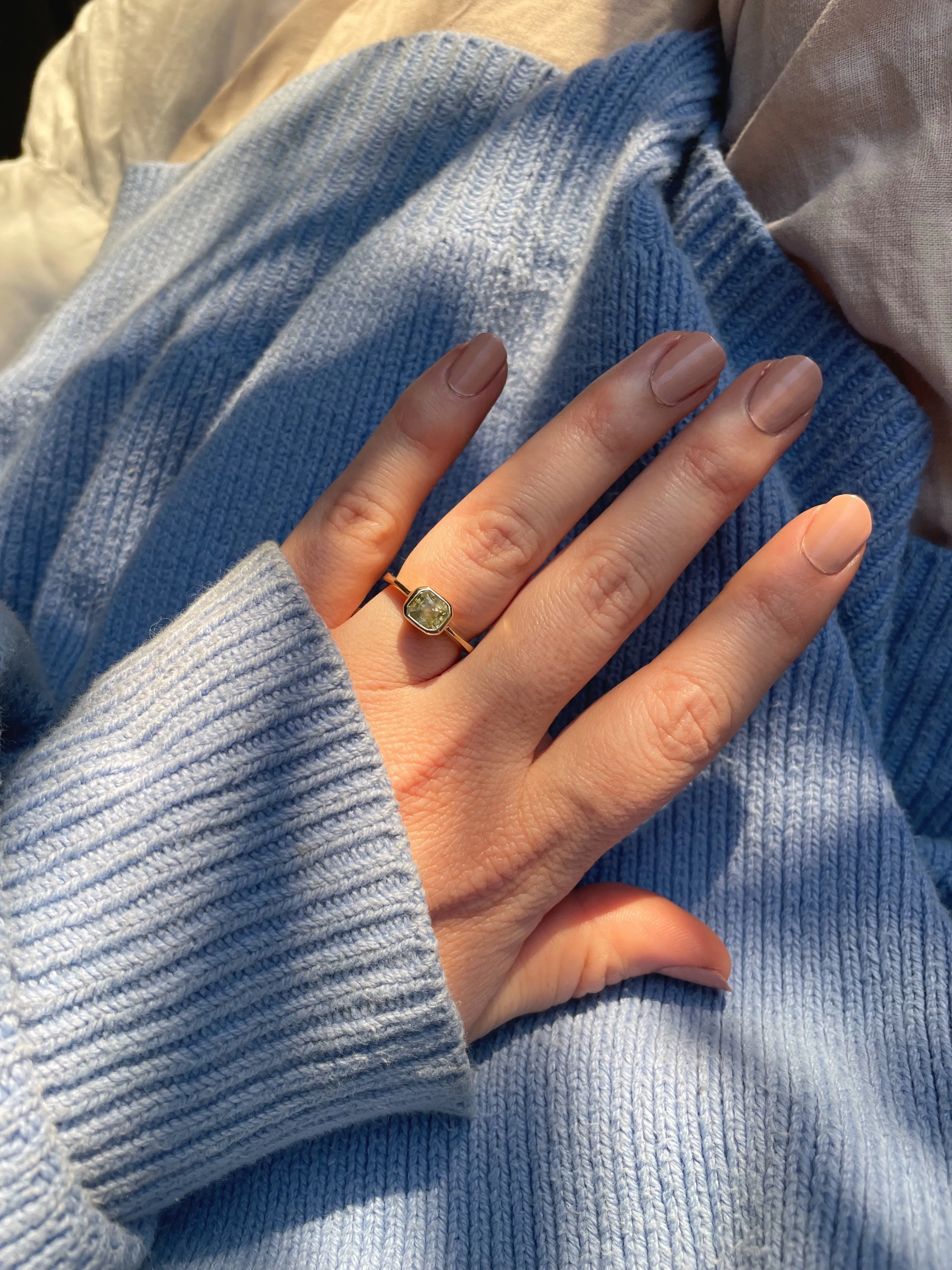 Olive Sapphire Solitaire
