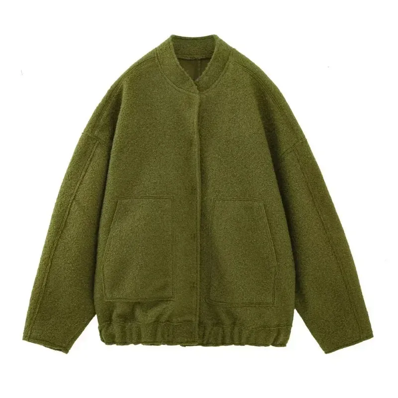 Oversized Wool Bomber Jacket | Luxe & Cozy | Vibrant Color Options