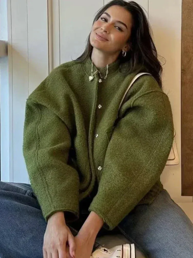 Oversized Wool Bomber Jacket | Luxe & Cozy | Vibrant Color Options