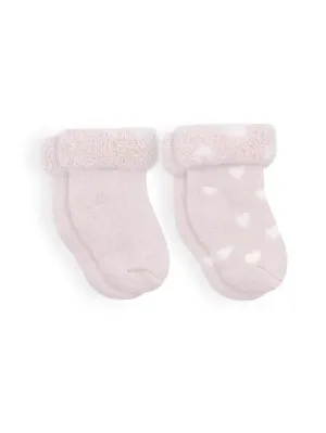 Pink Solid   Hearts Infant Socks - 2 Pack