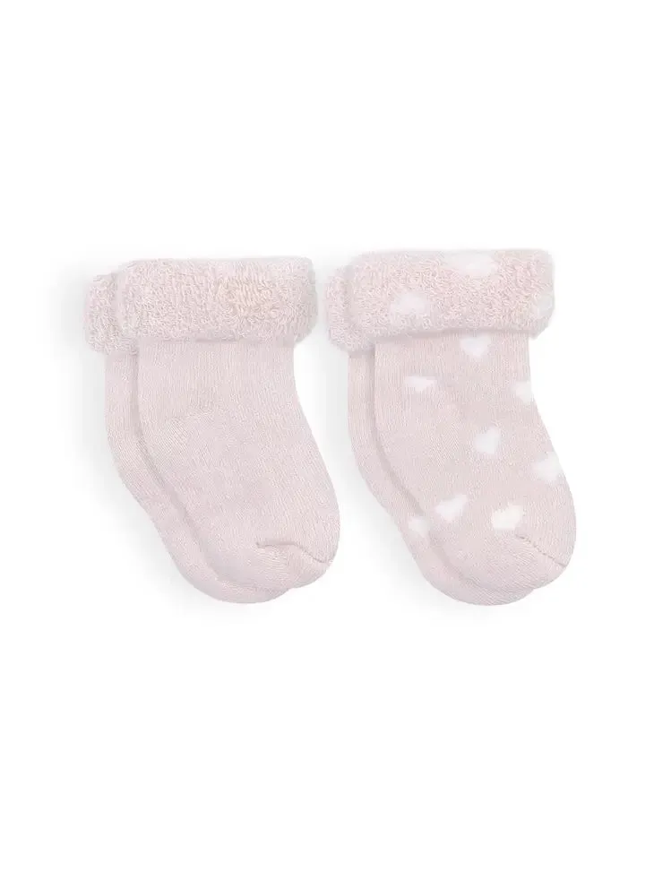 Pink Solid   Hearts Infant Socks - 2 Pack