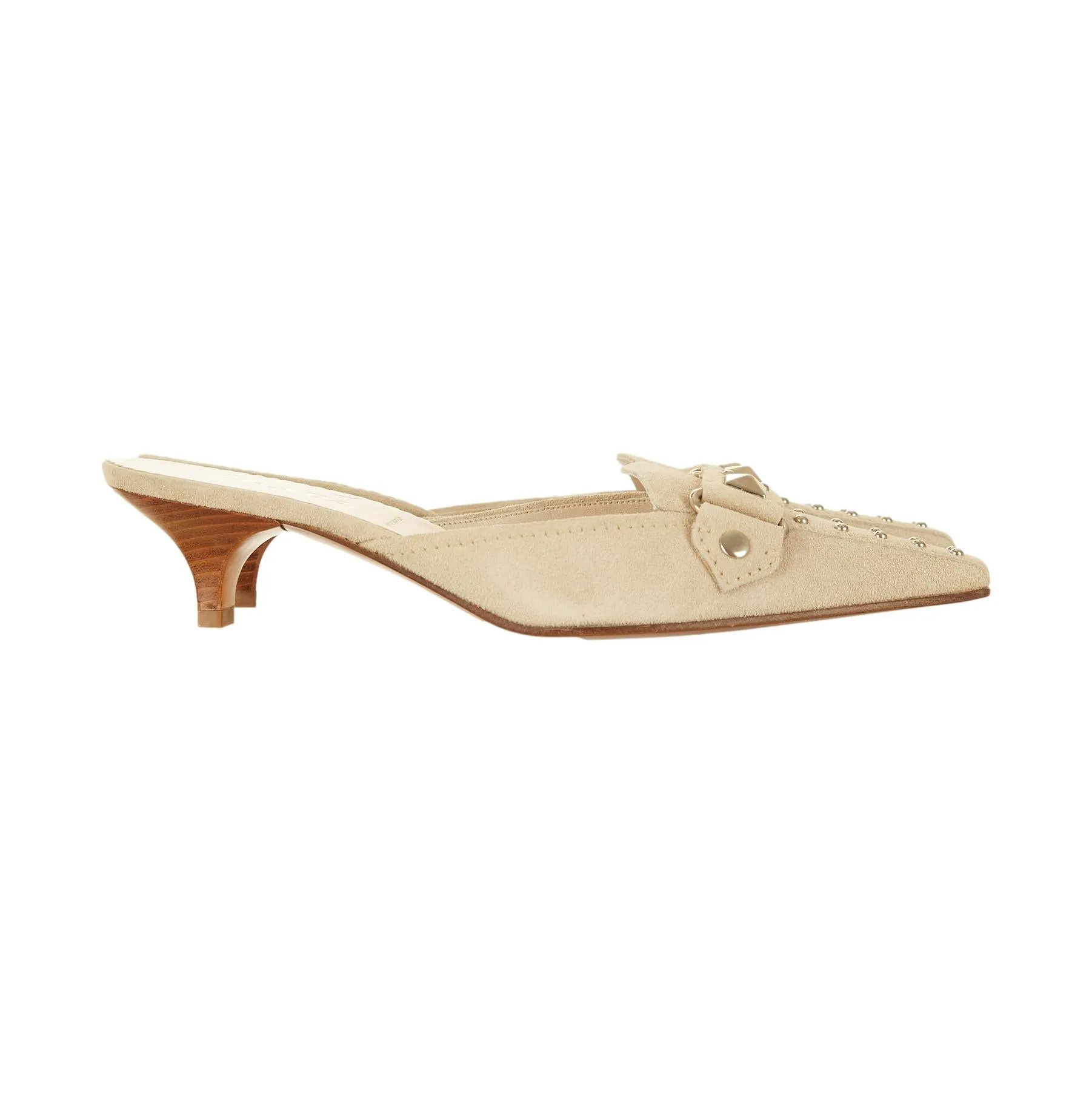 Prada Grey Studded Kitten Heels