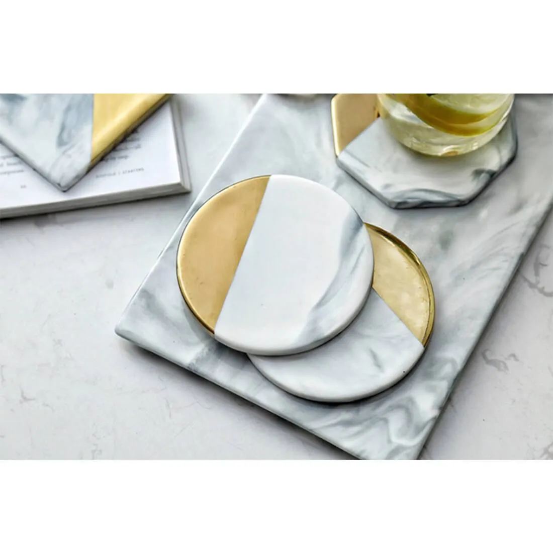 Premium Modern Gold Design Marble Coaster