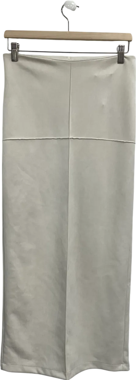 PrettyLittleThing Cream Ecru Faux Suede Seam Detail Column Maxi Skirt UK 8
