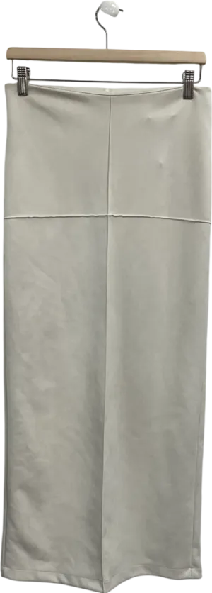 PrettyLittleThing Cream Ecru Faux Suede Seam Detail Column Maxi Skirt UK 8