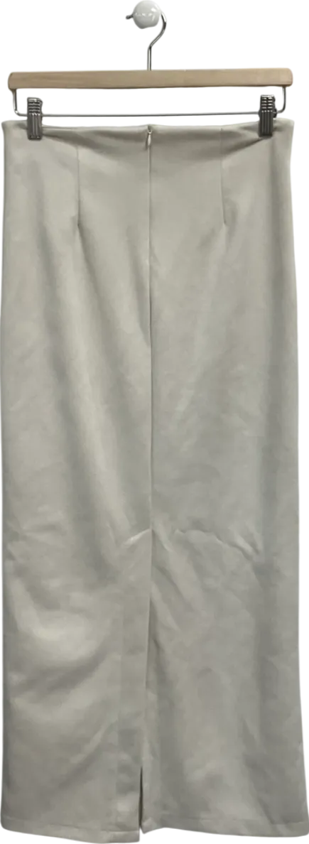 PrettyLittleThing Cream Ecru Faux Suede Seam Detail Column Maxi Skirt UK 8
