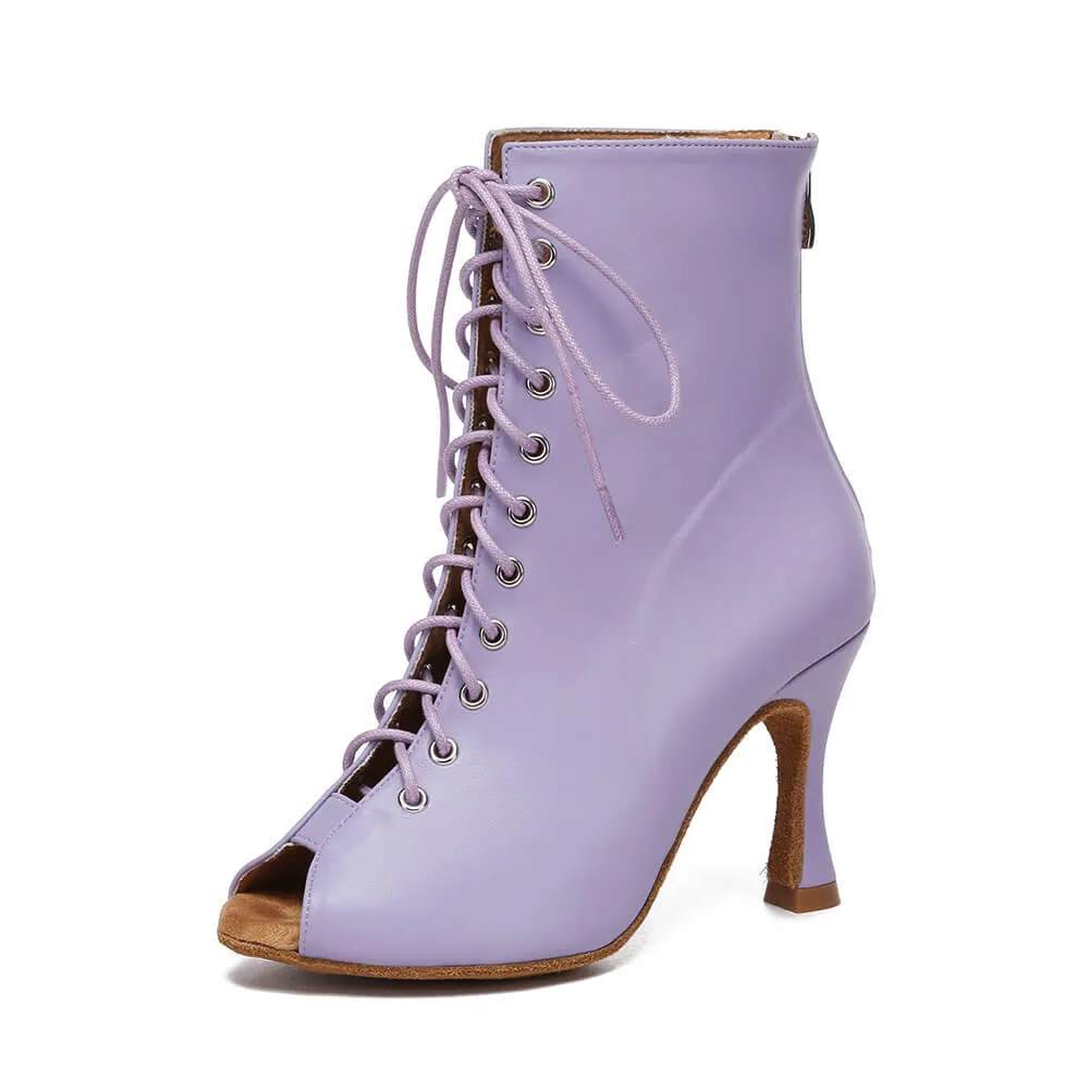 Purple Open Toe Sexy Latin Ankle Booties