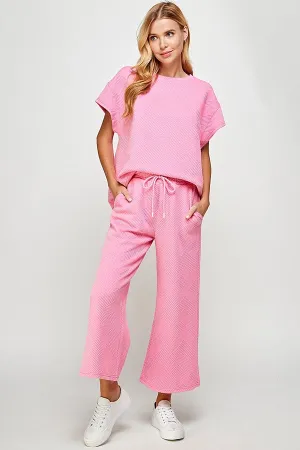Raelynn Textured Short Sleeve Top in Bubblegum